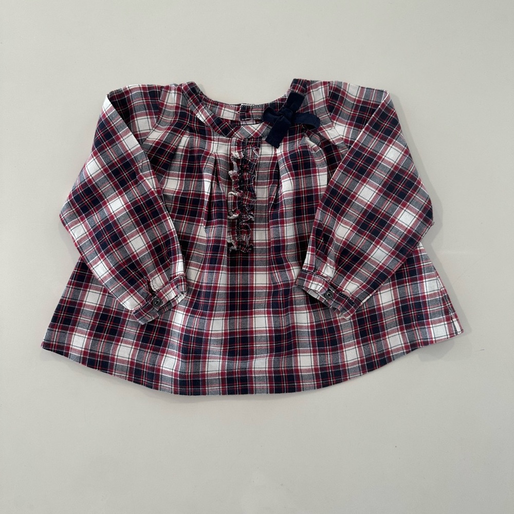 JACADI Baby Girl Tartan Blouse in size 12 months